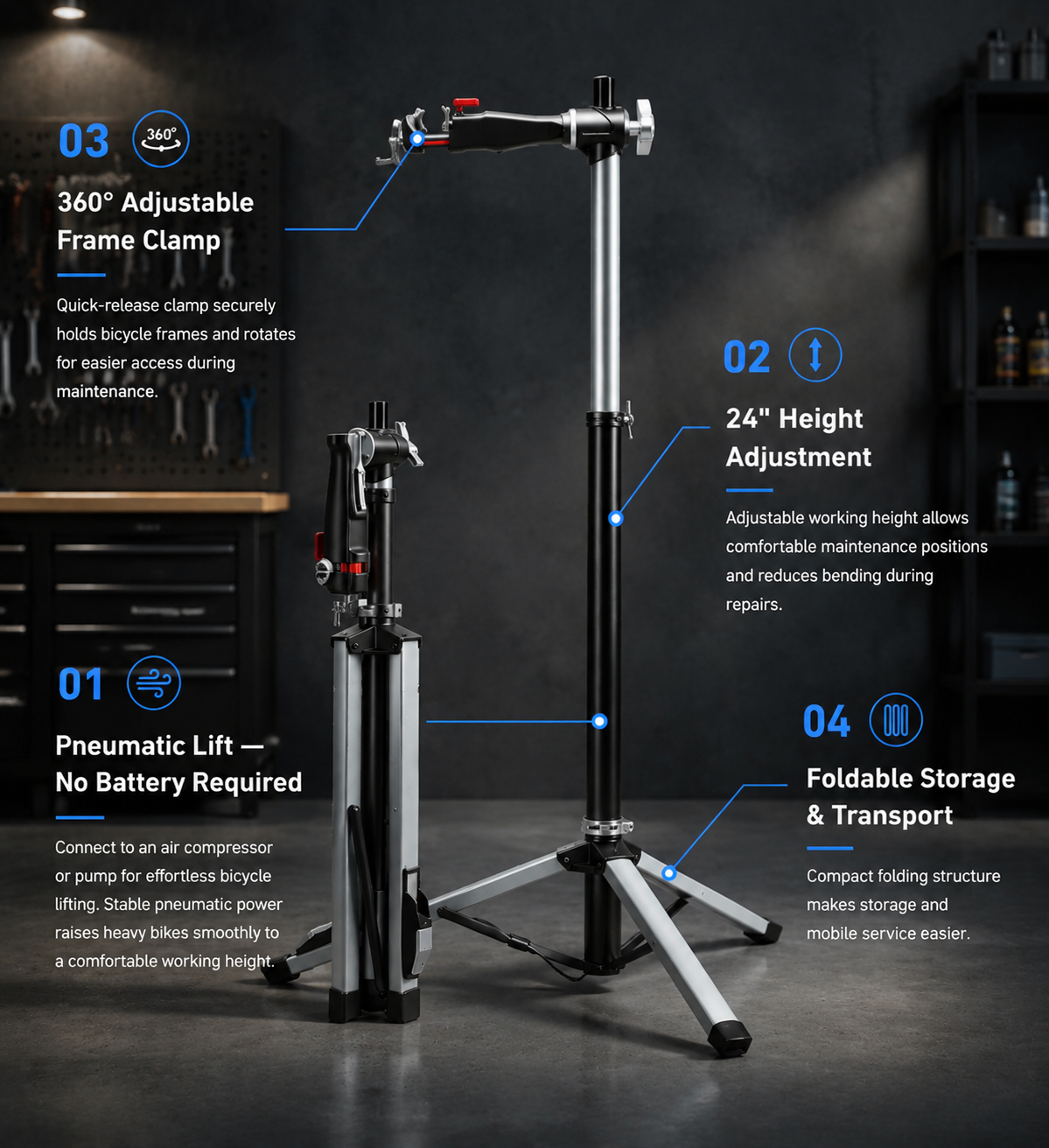 AeroLift A100 Pneumatic Bike Service Stand